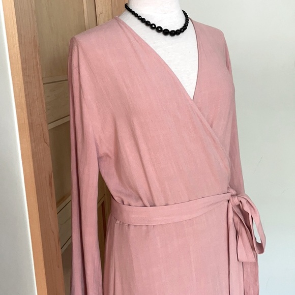 π¬π§ NWT House Of Lancry Blush Pink Long Wrap Linen Dress, Size L - Picture 5 of 16